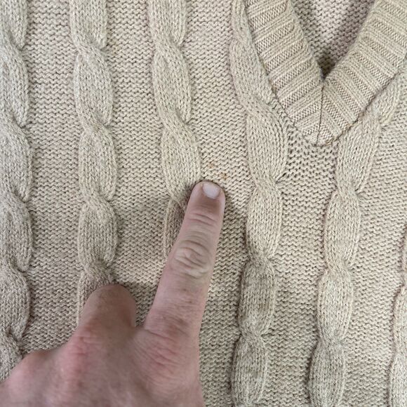 Vintage Sears Kings Road Sweater Vest Cable‎ Knit Tan Size Large Acrylic - Picture 5 of 11